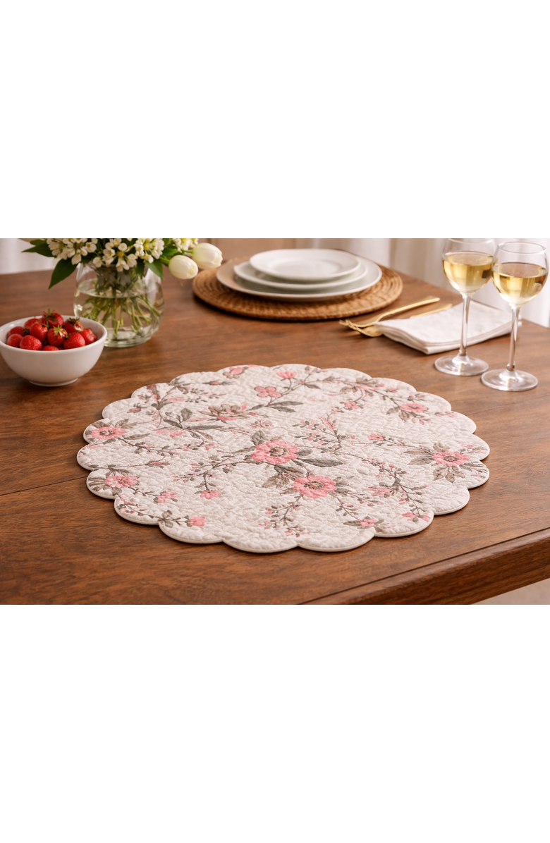 C&F Home Colonial Williamsburg Blair Garden Flowers 100% Cotton Round Set of 6 Placemats 17", Alternate, color, Brown