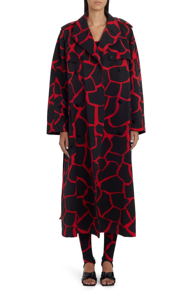 Dolce&Gabbana Giraffe Print Cotton Blend Trench Coat, Main, color,