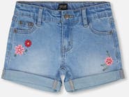 Deux par Deux Embroidery Floral Denim Shorts