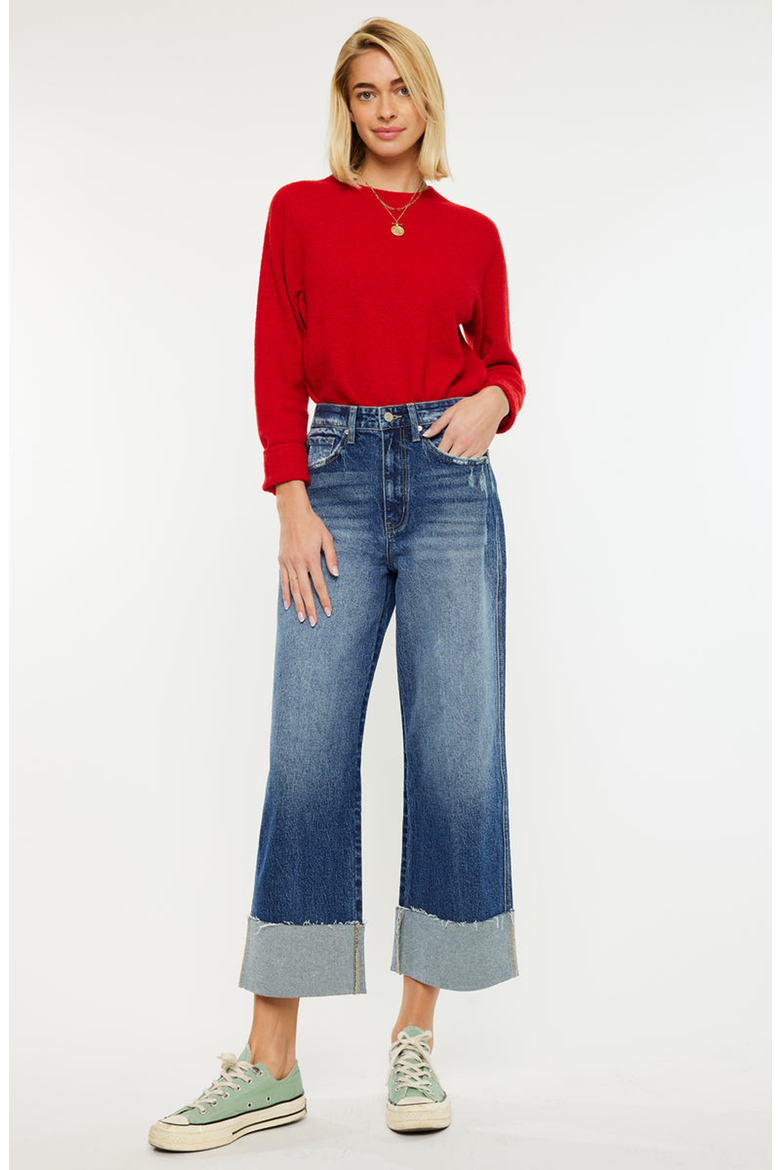 Lynn 90's Cropped Wide Leg Jeans, Alternate, color, Medium Wash