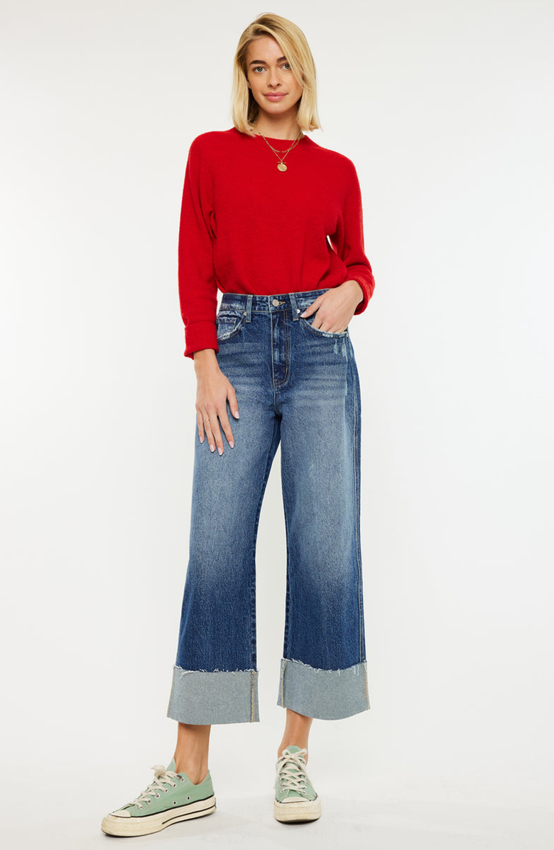 KanCan Lynn 90's Cropped Wide Leg Jeans, Alternate, color, Medium Wash