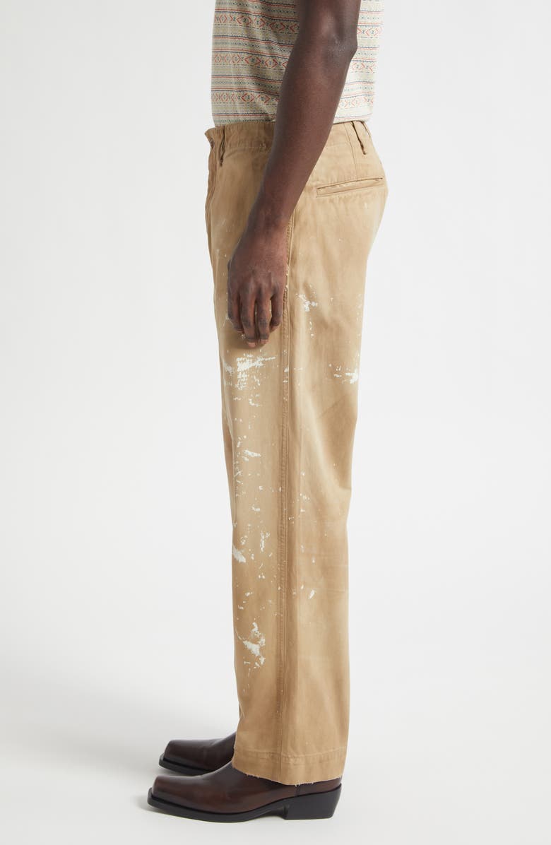 Double RL Distressed Paint Splatter Field Chinos, Alternate, color, New Military Khaki