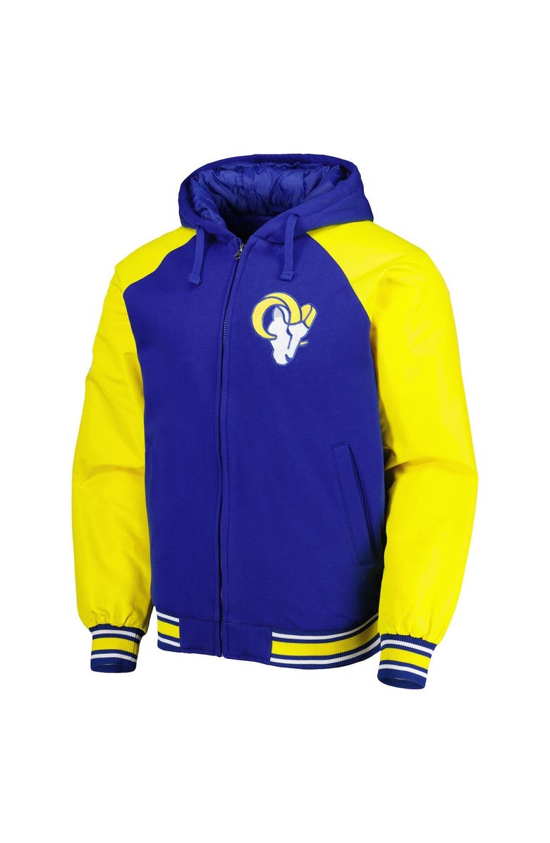 G-III SPORTS BY CARL BANKS Men's G-III Sports by Carl Banks Royal Los Angeles Rams Defender Raglan Full-Zip Hoodie Varsity Jacket, Alternate, color, Royal