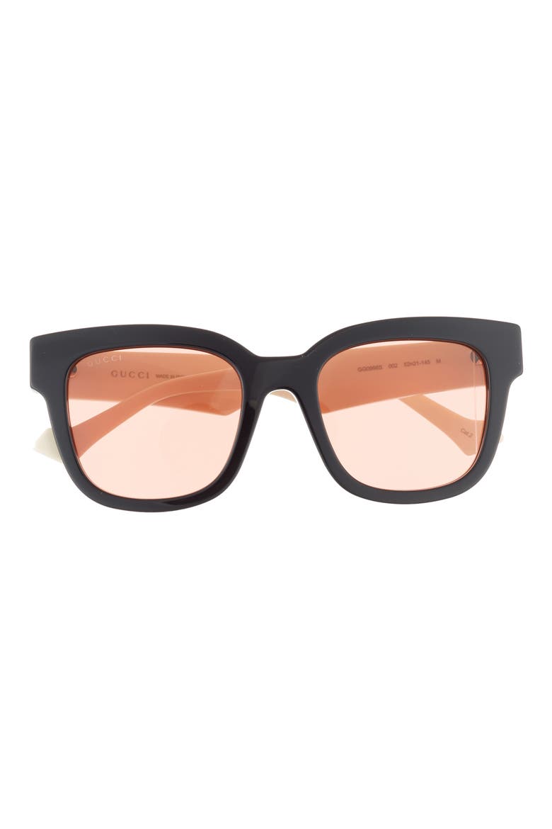 52mm Square Sunglasses, Main, color, BLACK WHITE ORANGE