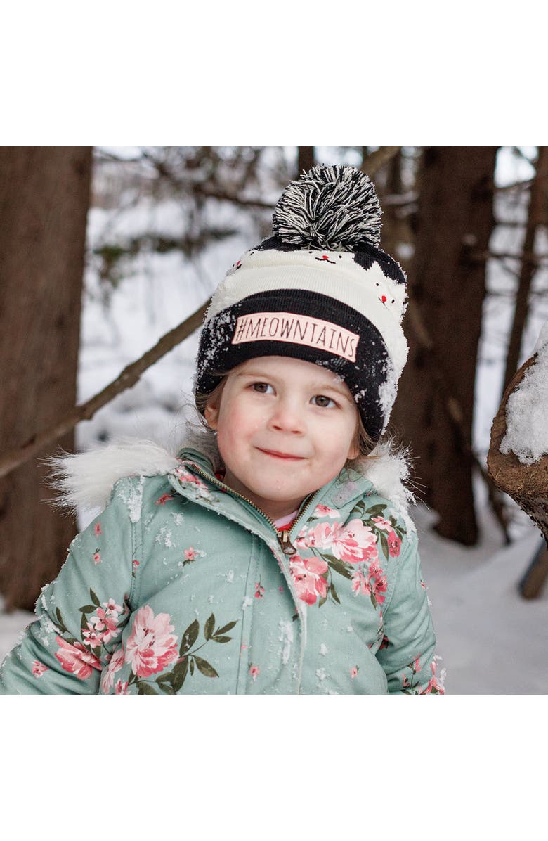 Turtle Fur Kids #meowntains Pom Winter Hat, Alternate, color, Black
