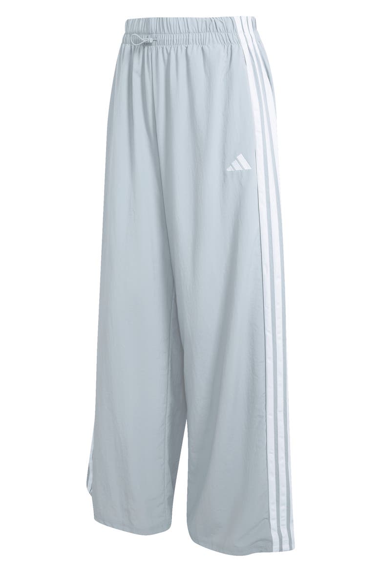 Essentials 3-Stripes Lifestyle Woven Parachute Pants, Alternate, color, HALO SILVER/ WHITE/