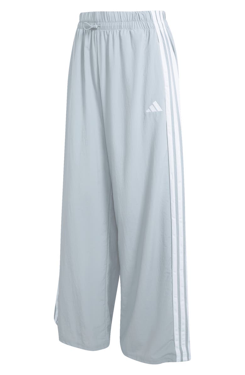 adidas Essentials 3-Stripes Lifestyle Woven Parachute Pants, Alternate, color, Halo Silver/ White/