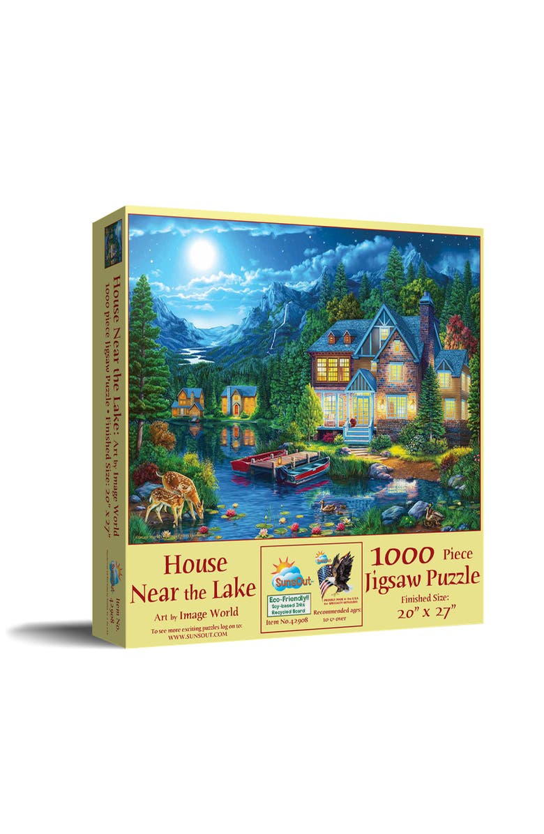 Sunsout House Near the Lake 1000 piece Jigsaw Puzzle for Adults, Main, color, Multicolor