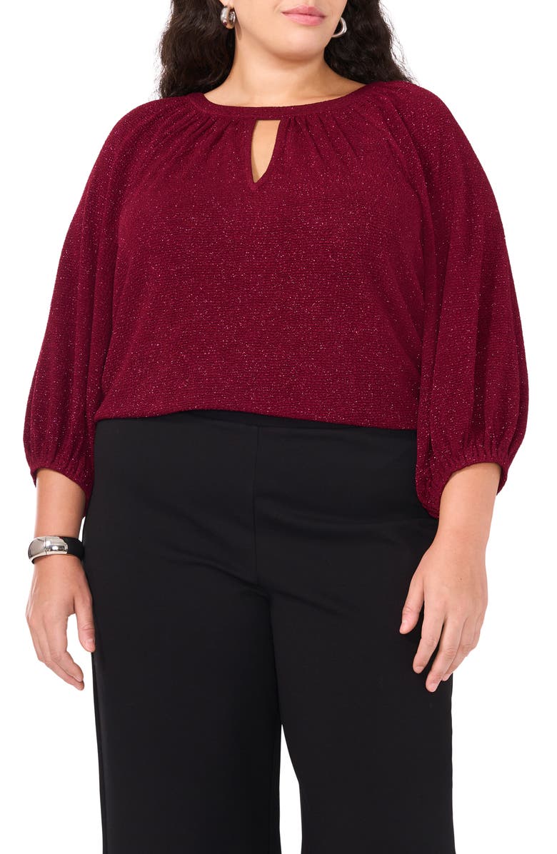 Vince Camuto Sparkle Keyhole Peasant Top, Main, color, 