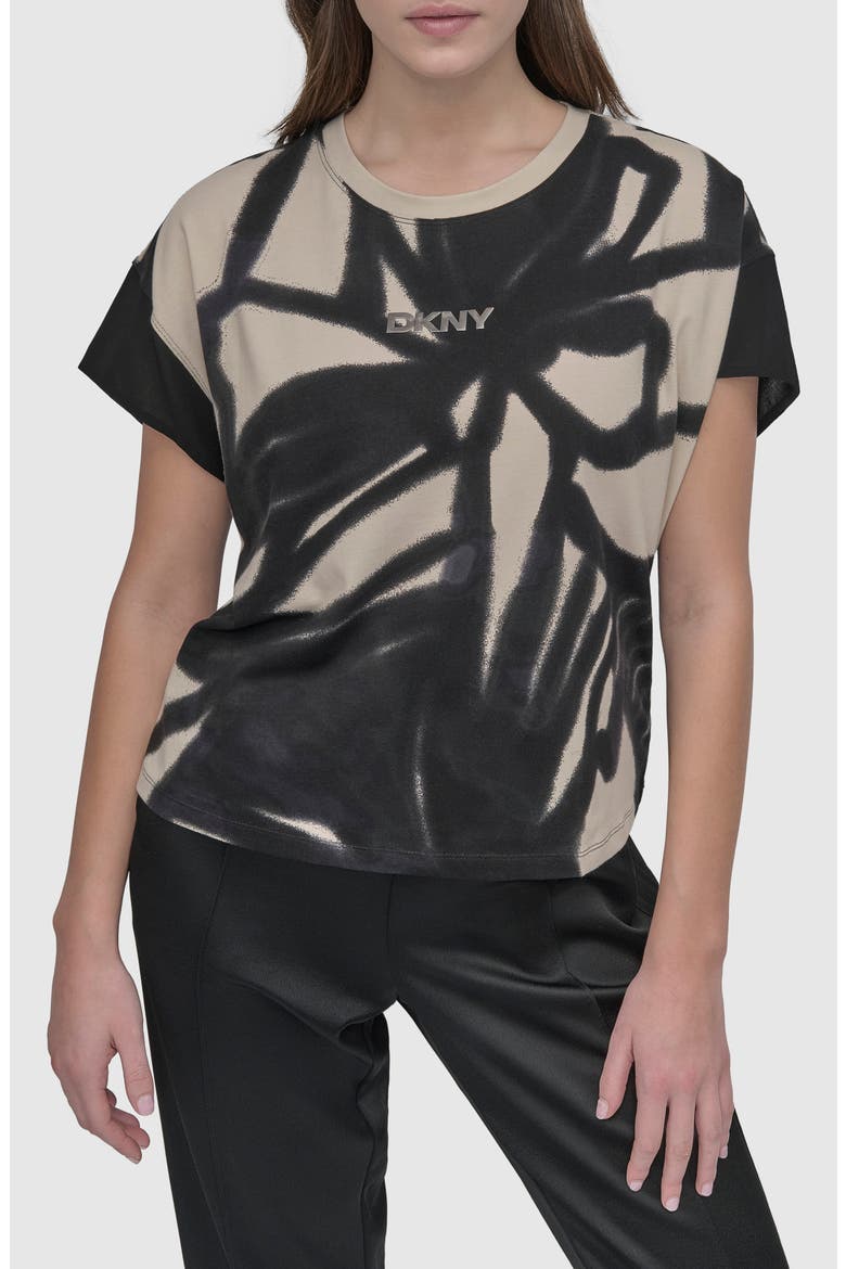 Print Cotton Blend Top, Main, color, FLORAL BLACK