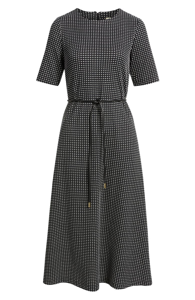 Anne Klein Micro Check A-Line Dress, Alternate, color, Anne Black/ White Dove