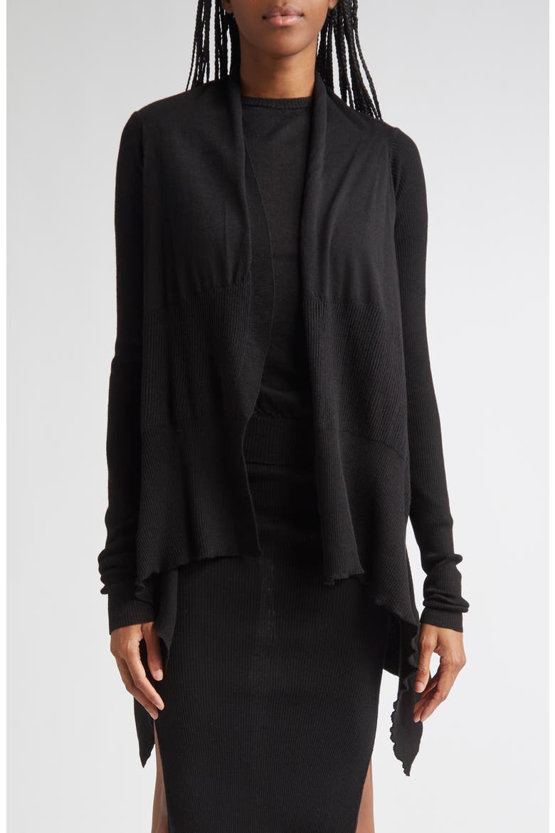 Open Front Virgin Wool Cardigan, Main, color, BLACK