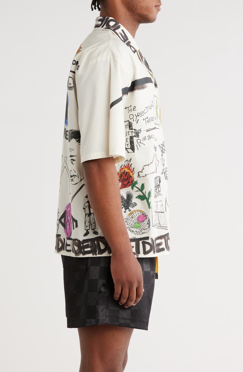 DIET STARTS MONDAY Doodle Graphic Camp Shirt, Alternate, color,