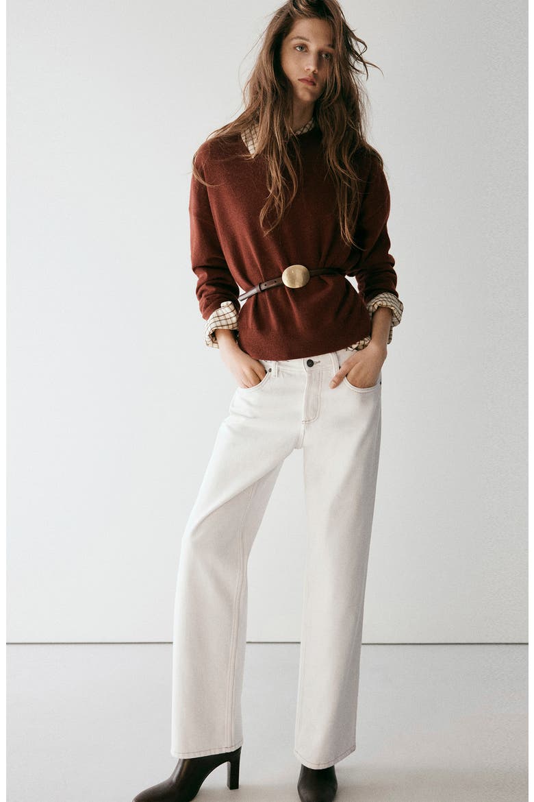 Low Waist Straight Leg Jeans, Alternate, color, OFF WHITE
