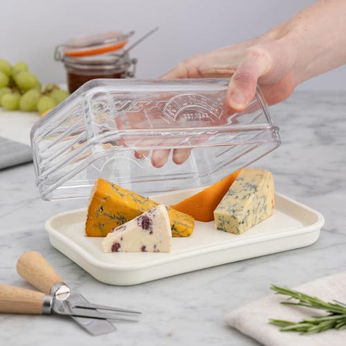 Kilner Fresh Cheese Storage Box With Ceramic Base In Transparent
