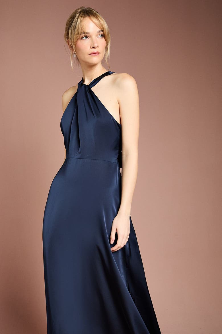 Honoured Twist Halterneck Maxi Dress, Alternate, color, Navy