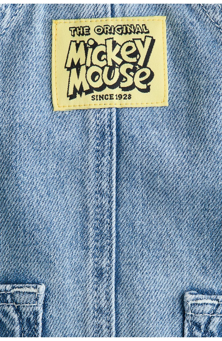 H&M Embroidery-detail Dungaree Shorts, Alternate, color, Denim Blue/Mickey Mouse