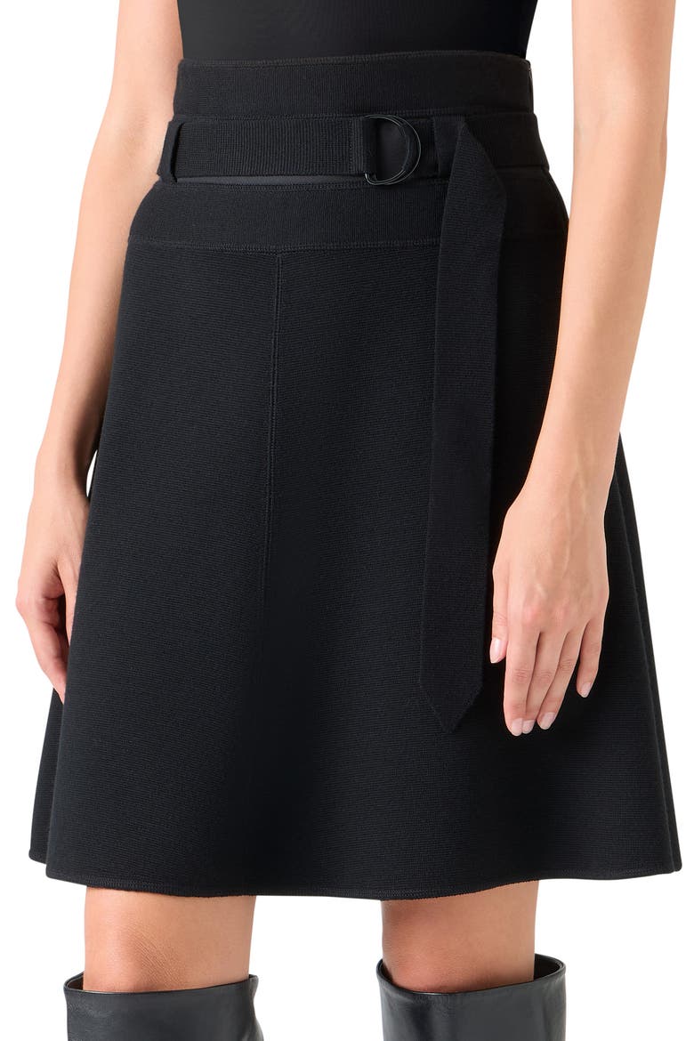Belted Wool Blend Sweater Skirt, Alternate, color, BLACK