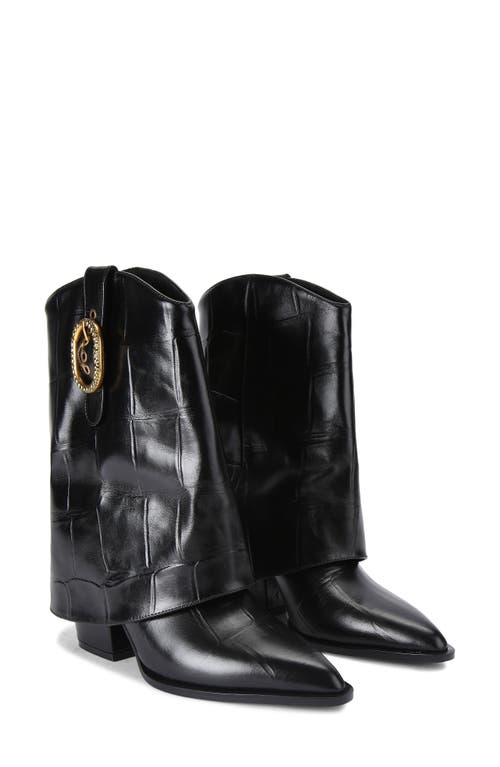 Kurt Geiger London Foldover Pointed Toe Bootie In Black