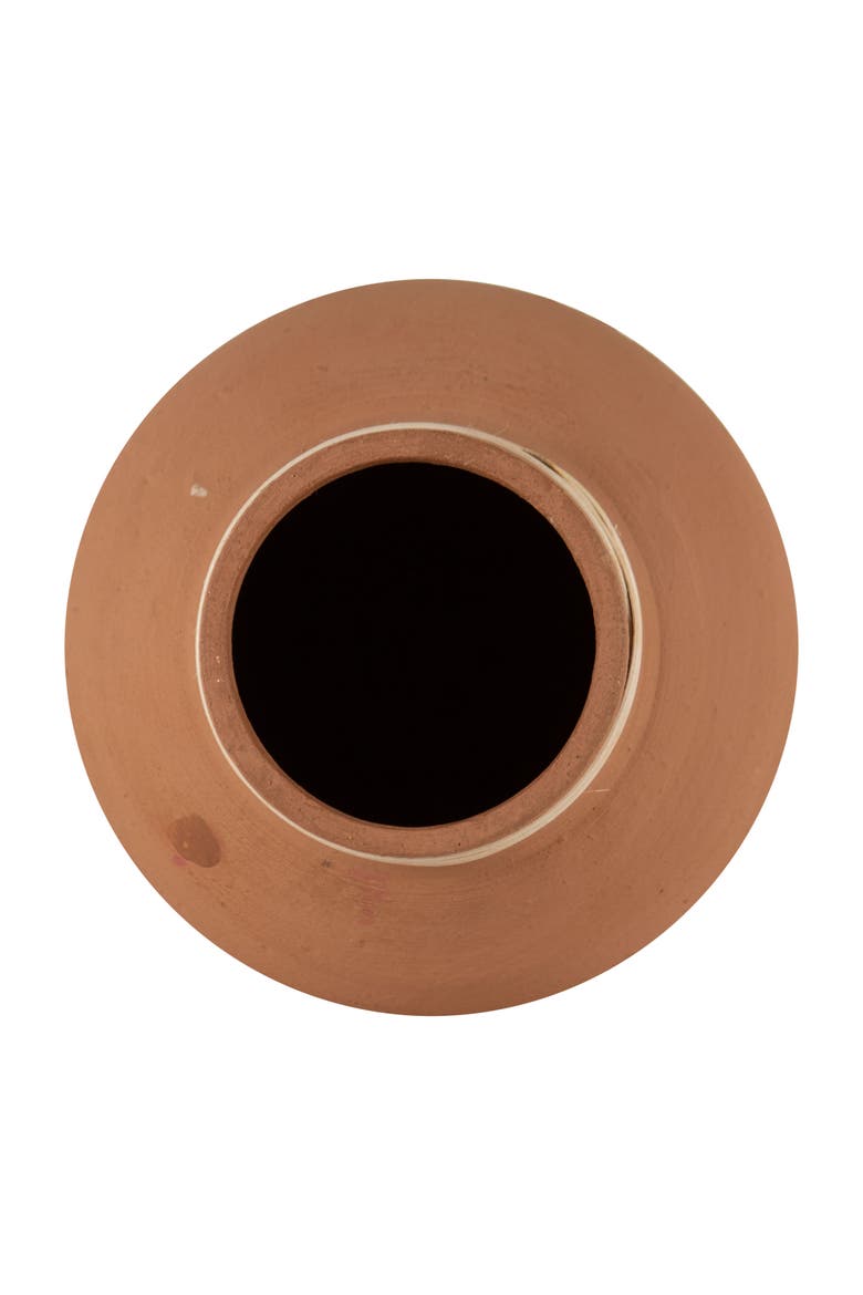 Natural Handthrown Terracotta & Rattan Accents Decorative Home Vase, Alternate, color, Brown