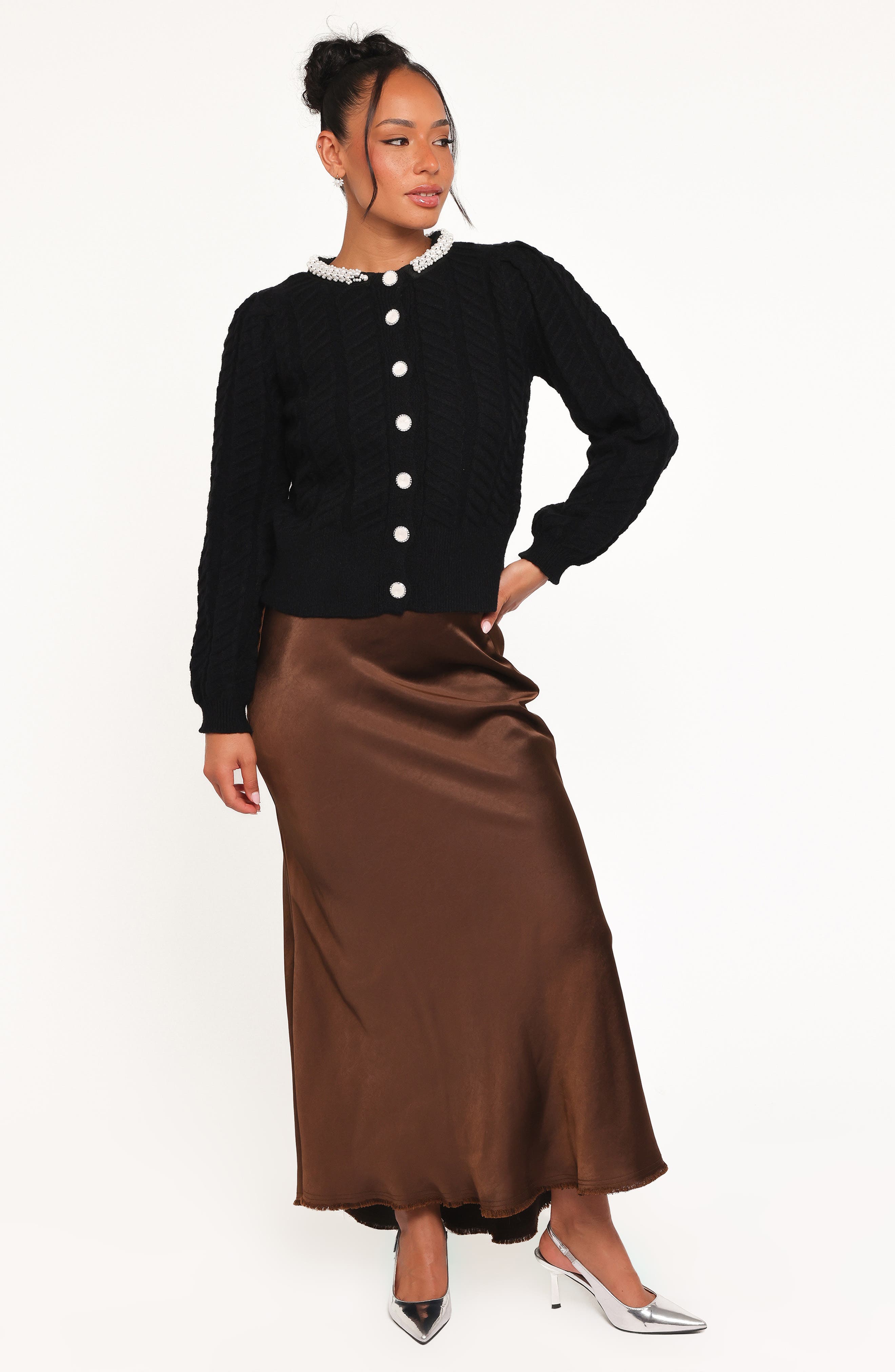 Sheena Rhinestone Button Cardigan - image 2