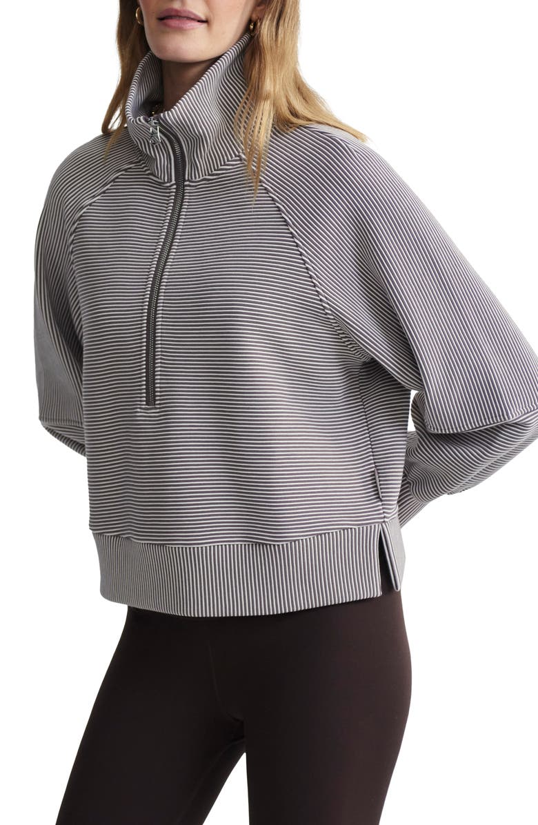 Varley Milano Half-Zip Sweatshirt, Alternate, color, Cocoa Berry/ Egret