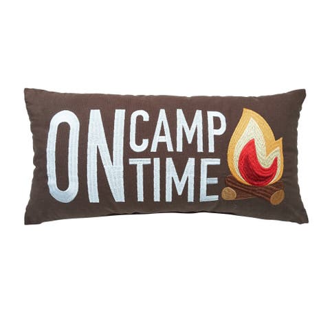 Campfire "On Camp Time" Embroidered Long Accent Pillow 10" x 20"