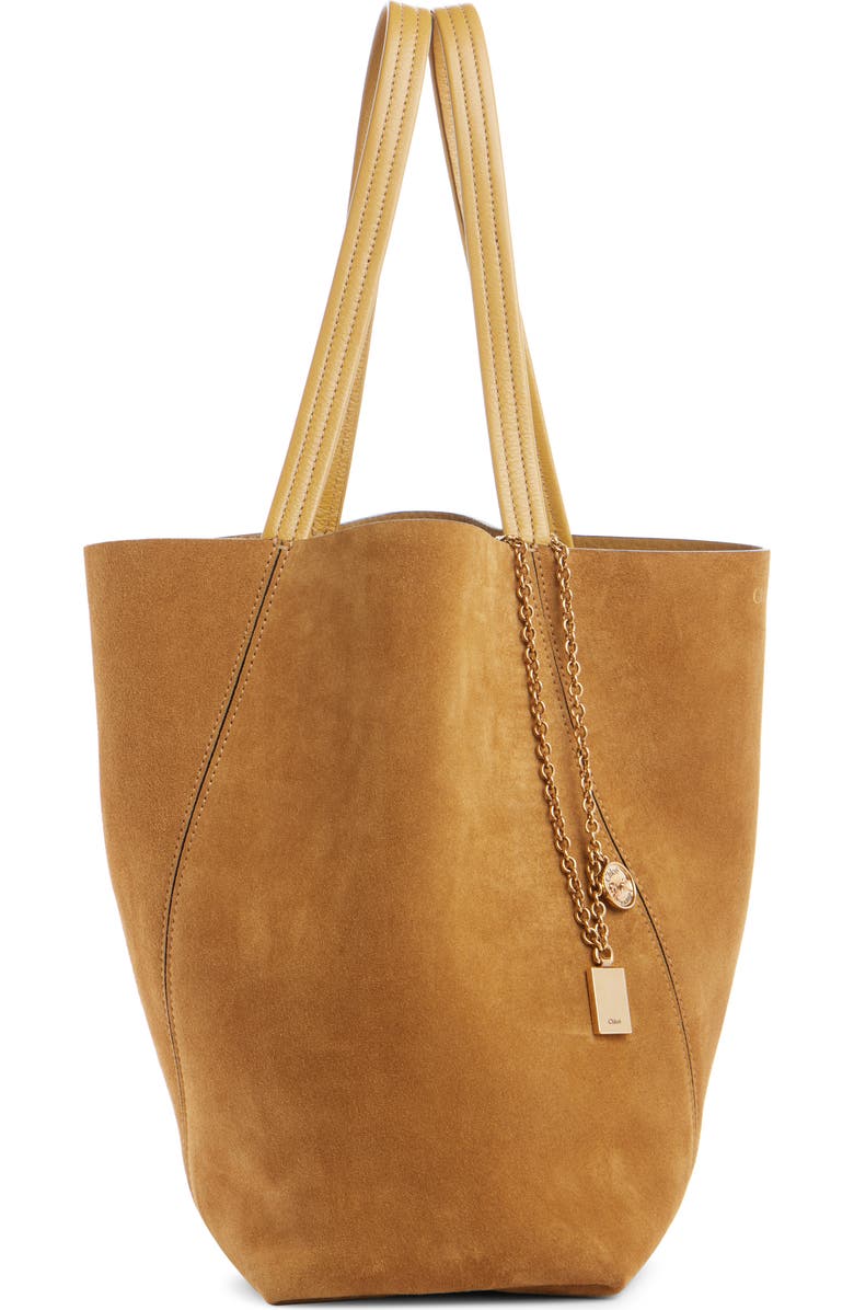 Chloé Spin Suede Tote, Alternate, color, Gold Khaki