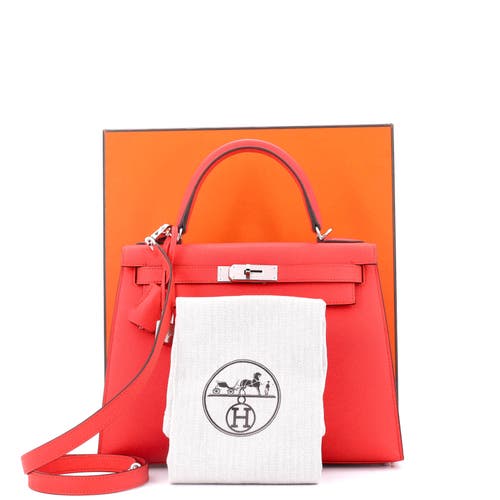 Pre-owned Hermes  Hermes Kelly Handbag Pink Epsom With Palladium Hardware 28