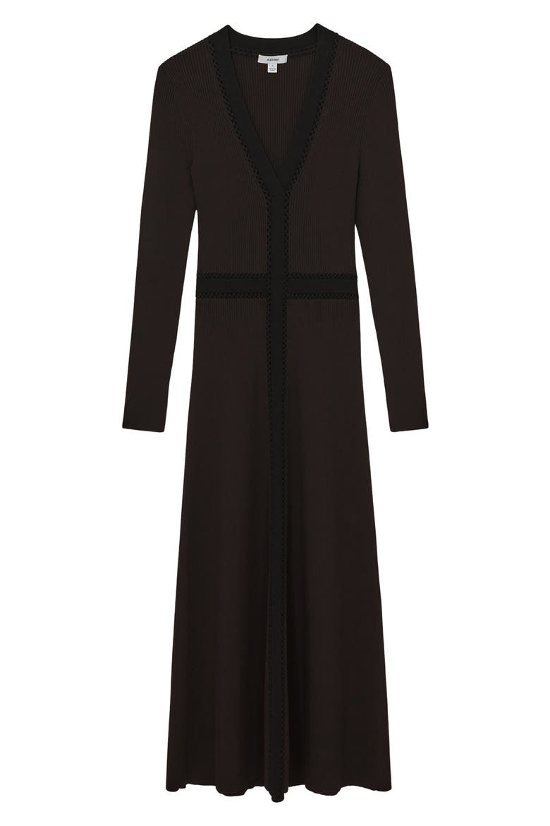 Laura Rib Long Sleeve Midi Sweater Dress, Alternate, color, CHOCOLATE BROWN