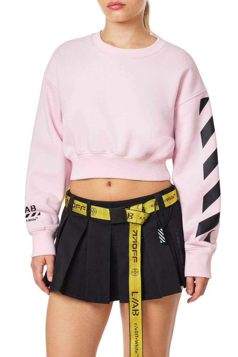 Logo Graphic Crop Sweatshirt, Main, color, CRADLE PINK