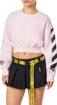 L/AB OFF-WHITE Logo Graphic Crop Sweatshirt