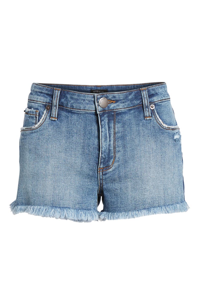 STS Blue Fray Hem Star Print Denim Shorts, Alternate, color,