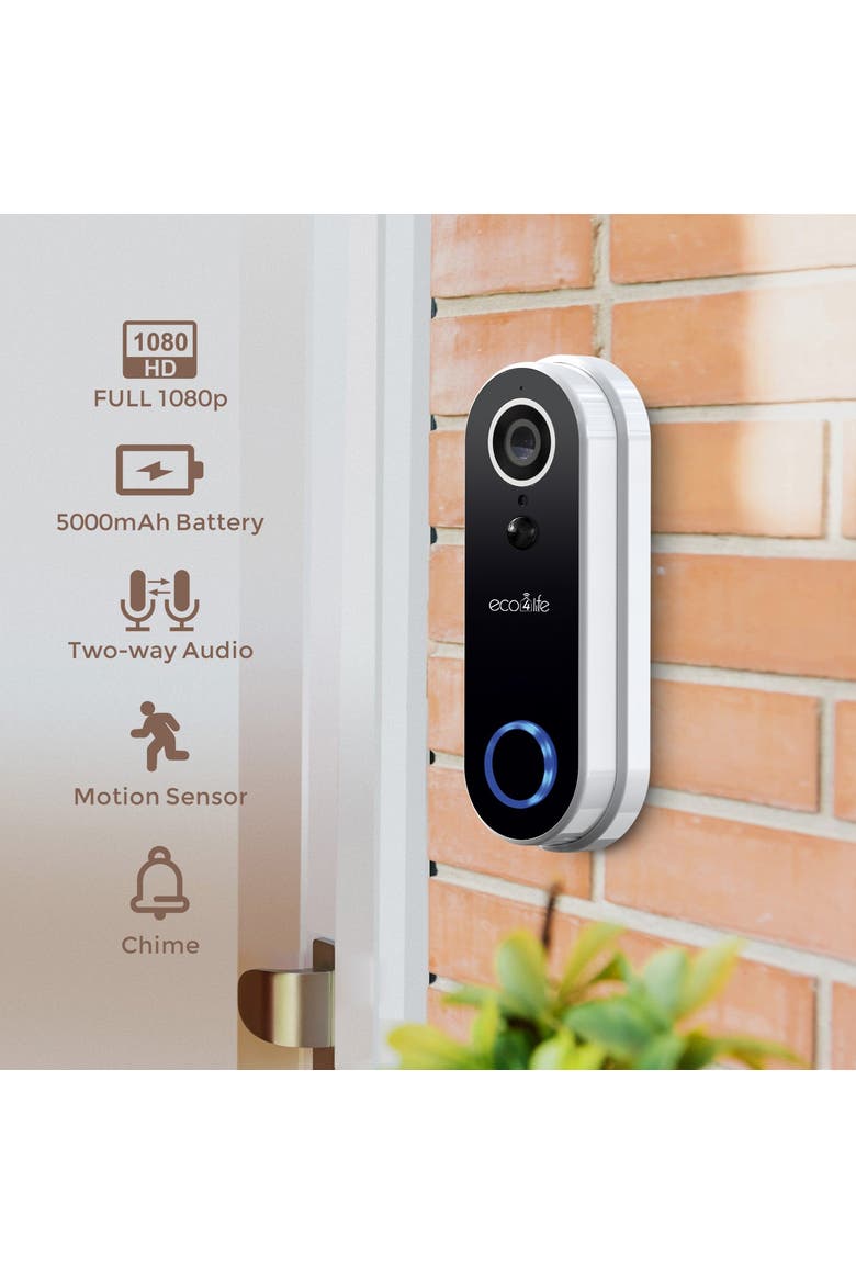 Smart WiFi Video Doorbell Camera, Alternate, color, White
