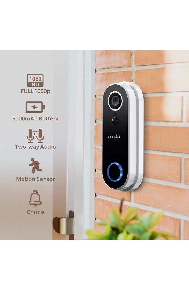 Eco4Life Smart WiFi Video Doorbell Camera, Alternate, color, White