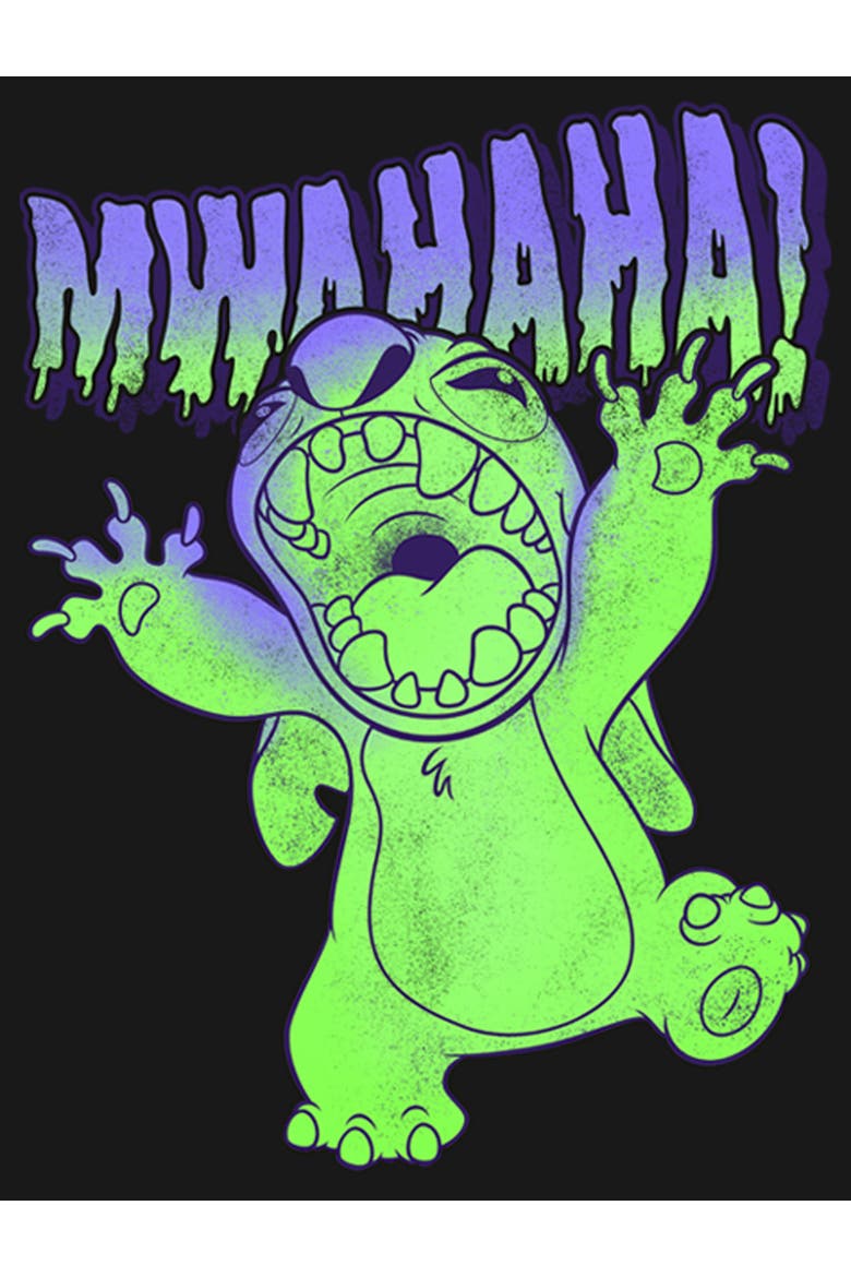 Girl's Lilo & Stitch Mwahaha Halloween Horror T-Shirt, Alternate, color, Black