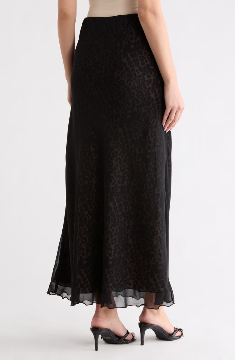 Parker Leopard Mesh Maxi Skirt, Alternate, color, Black/ Natural Sand