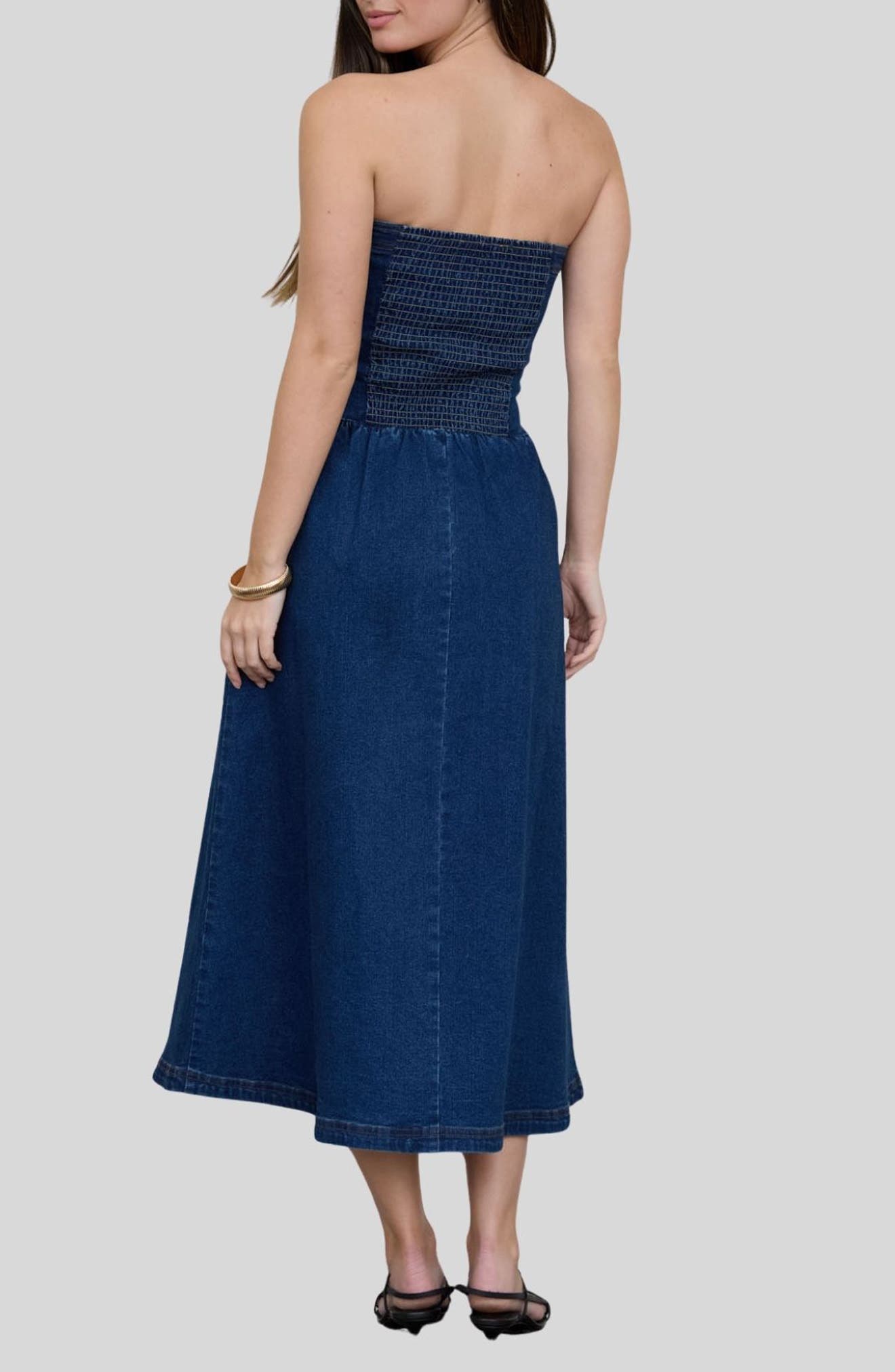 Strapless Denim Midi Dress - image 2