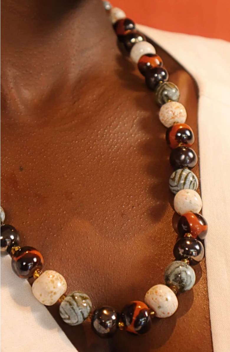 Kazuri Earth Collection - African Gold Necklace - 22'', Alternate, color, Multi