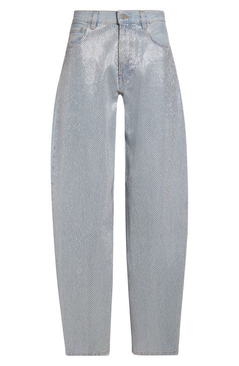 Bibi Crystal Embellished Balloon Leg Jeans (Stapled Blue)