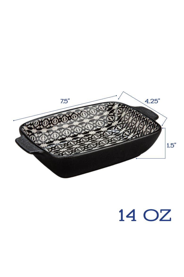 Set of 2 Bali Black Sand Geo Rectangular Baking Dishes, Alternate, color, BLACK MULTI