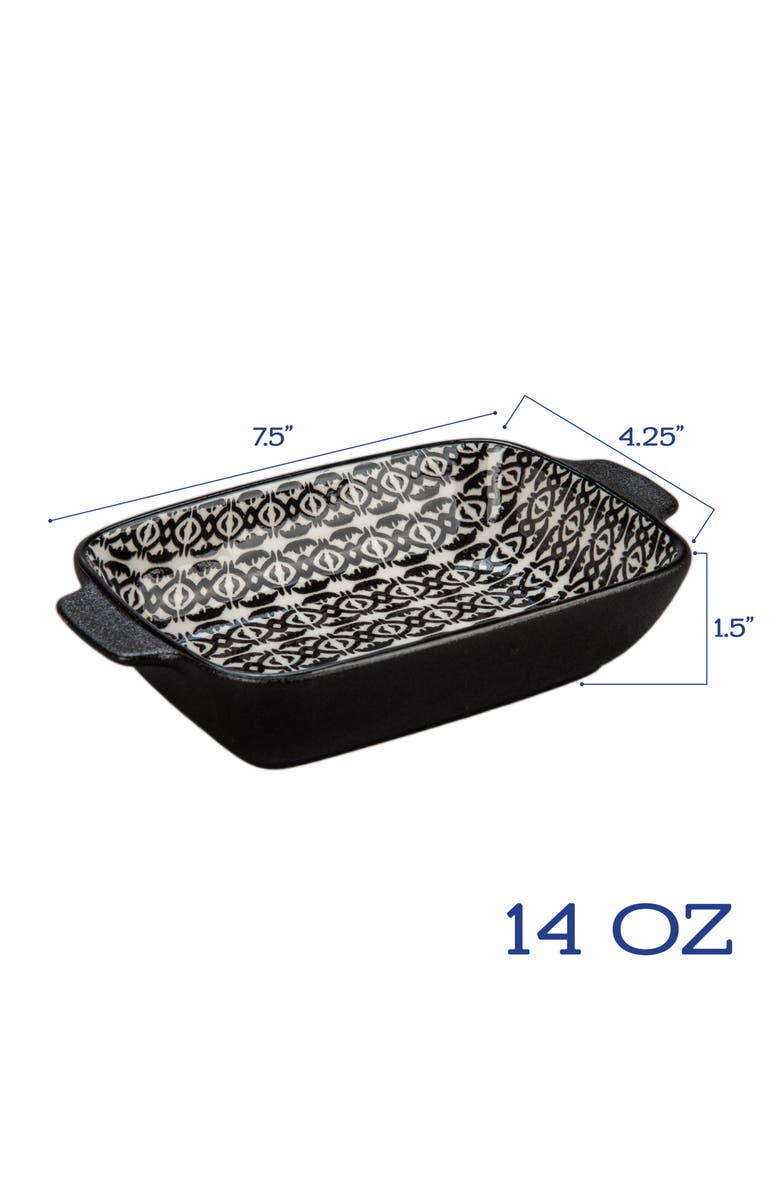 BIA Cordon Bleu Set of 2 Bali Black Sand Geo Rectangular Baking Dishes, Alternate, color, Black Multi