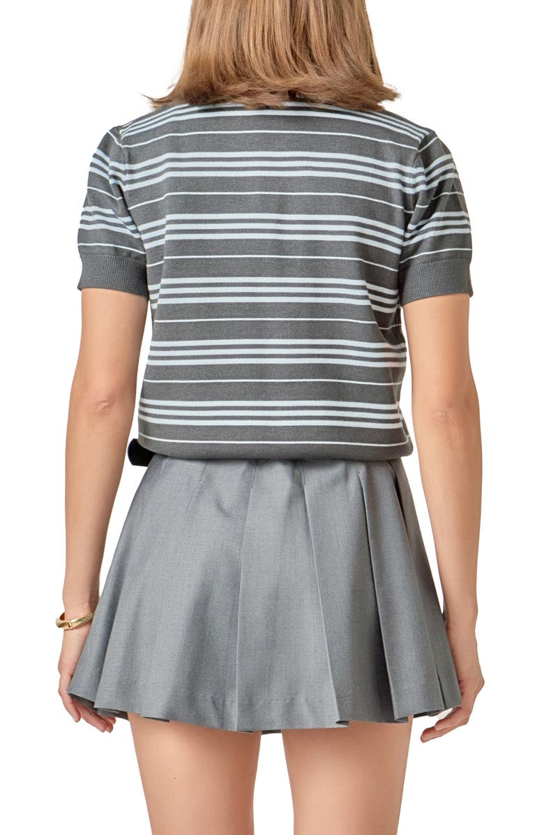 English Factory Stripe Polo Sweater, Alternate, color, Charcoal/ P.blue