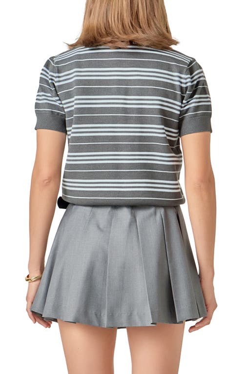 English Factory Stripe Polo Sweater In Gray
