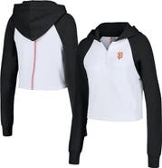 LUSSO Women's Lusso White San Francisco Giants Jane Raglan Quarter-Zip Tri-Blend Cropped Pullover Hoodie