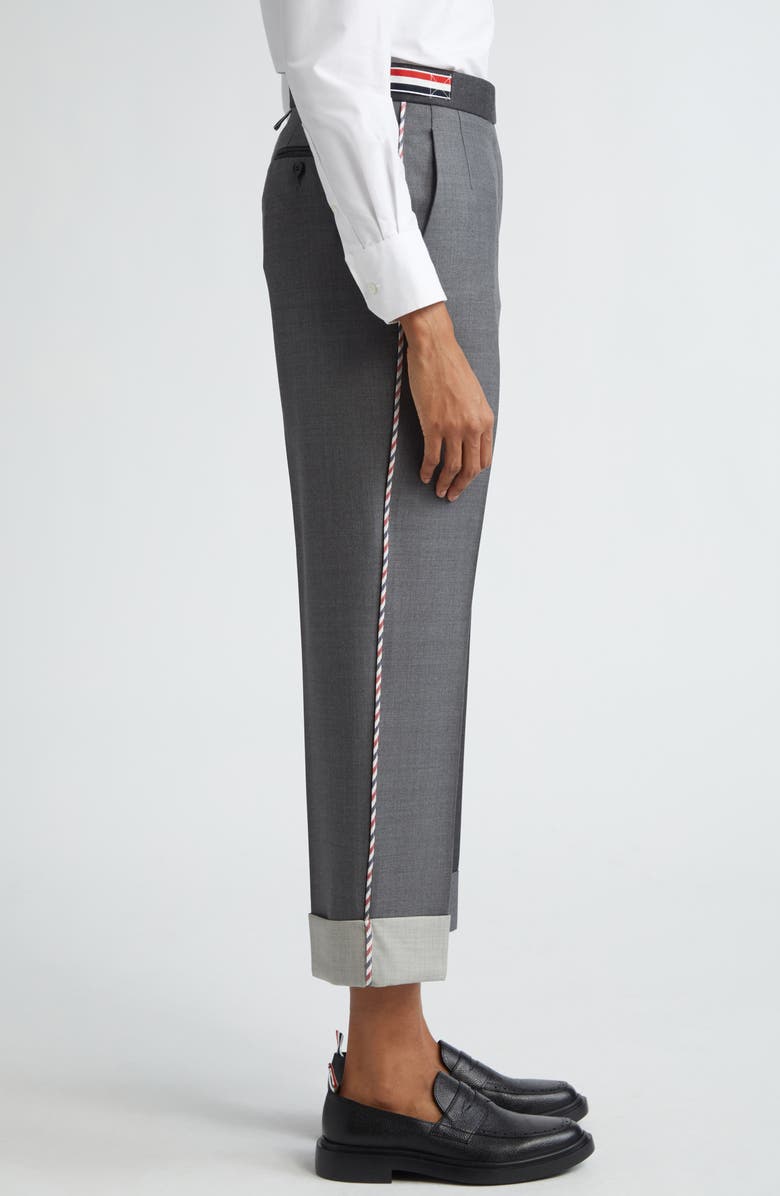 Thom Browne Fun-Mix Contrast Panel Cuff Hem Wool Trousers, Alternate, color, 