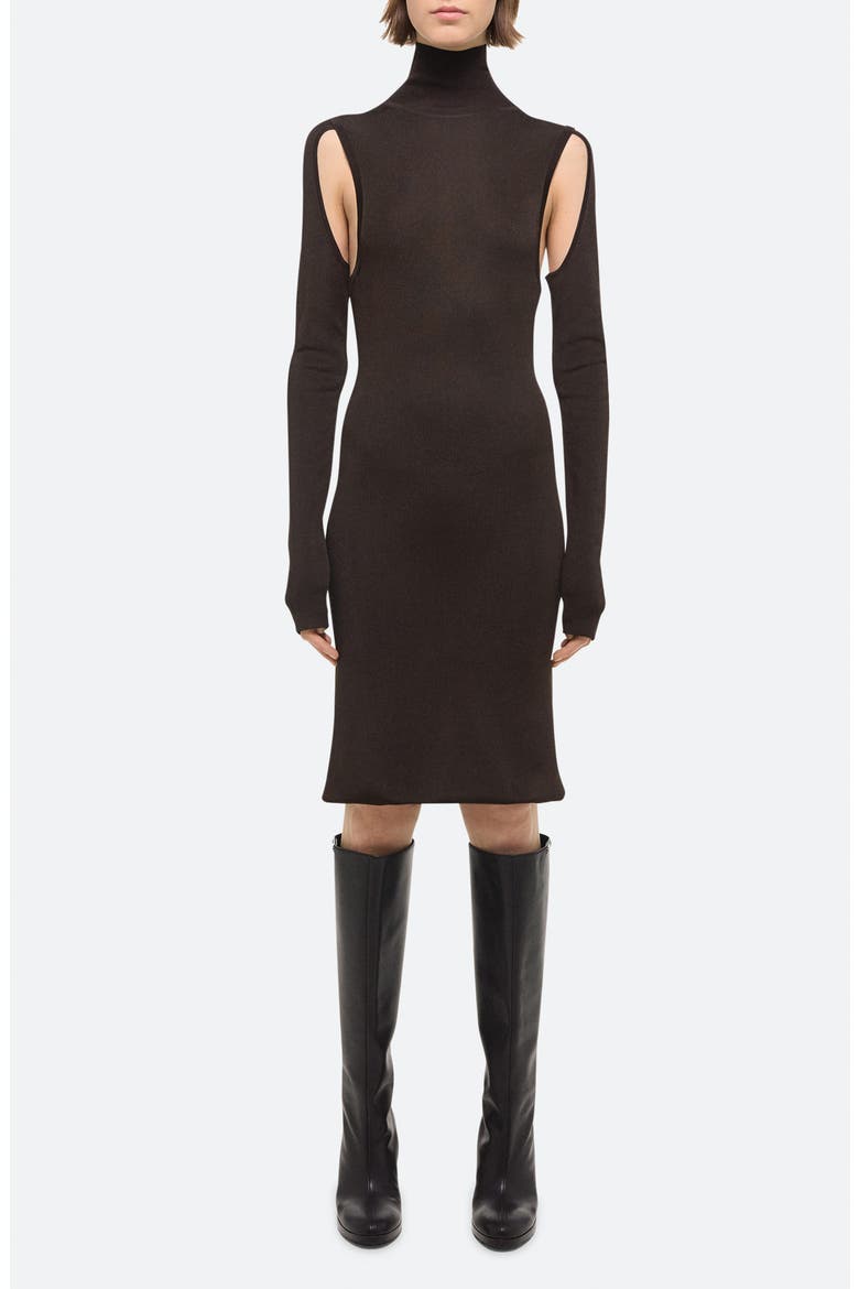 Mock Neck Long Sleeve Cutout Dress, Main, color, ESPRESSO - D1P