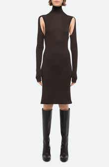 Mock Neck Long Sleeve Cutout Dress