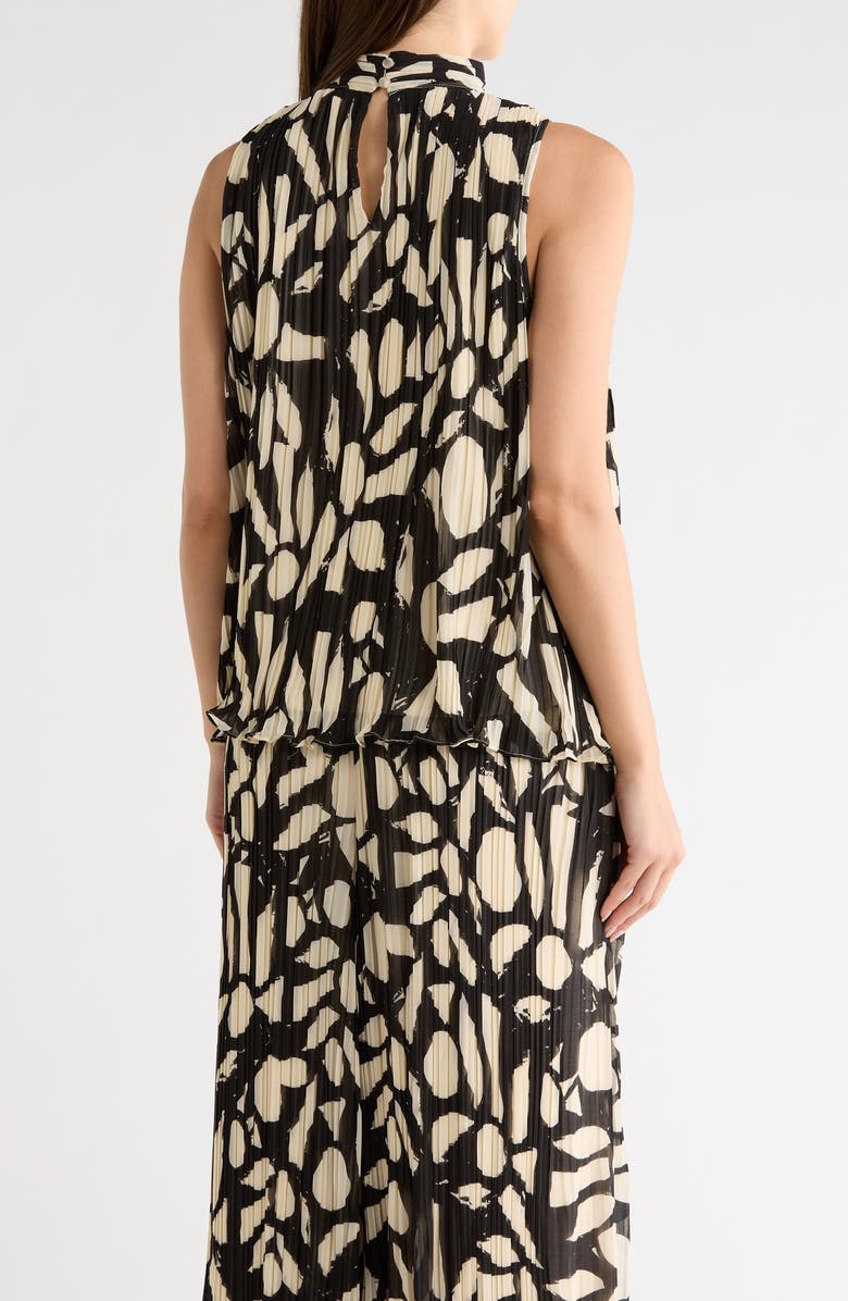Adrianna Papell Plissé Sleeveless Top, Alternate, color, Black Oversized Floral