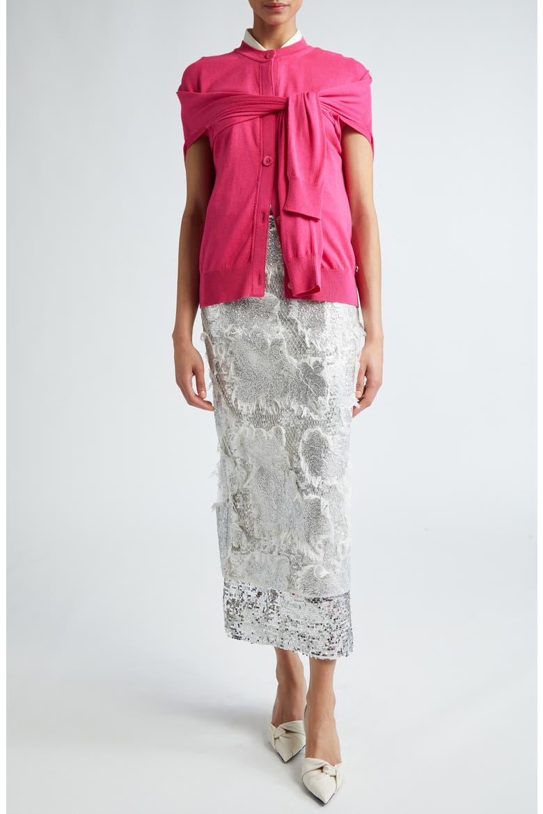 Sequin Embroidered Pencil Skirt, Alternate, color, SILVER